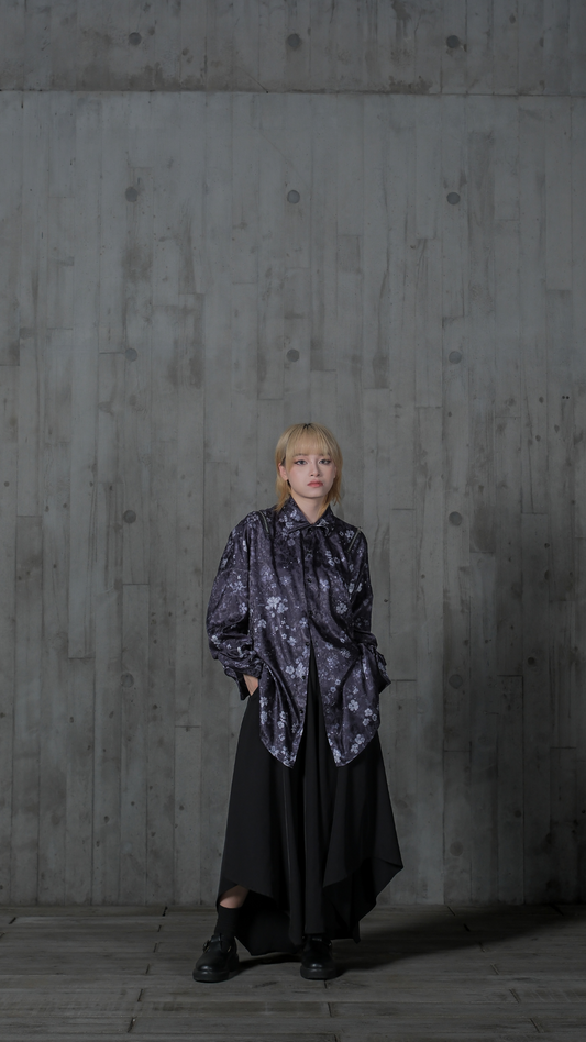 HY012-兩肩拉鏈印花恤衫-黑色 Pre-Order